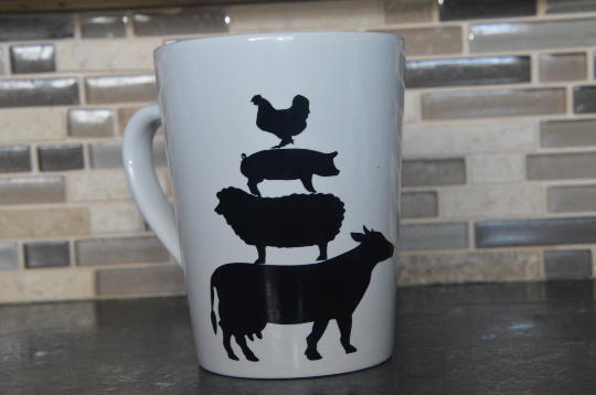 Stacked Farm Animals Silhouette Mug