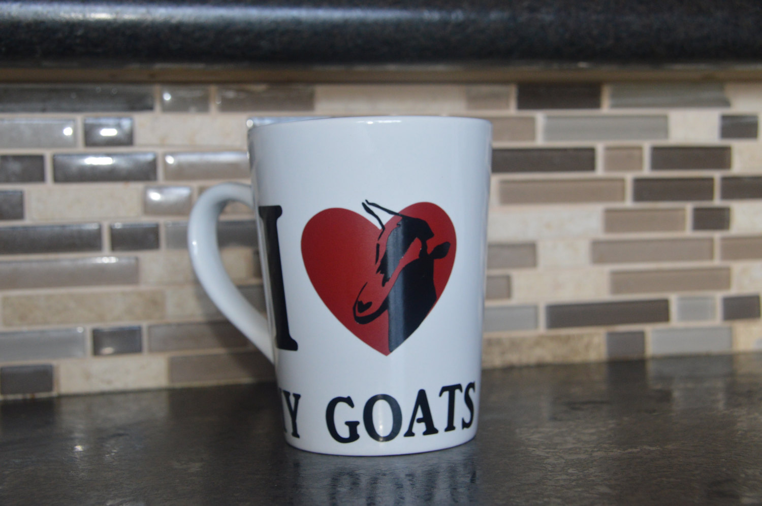 I Love My Goats: 12-oz. Porcelain Mug - Goat Theme Hand Made Coffee Mug